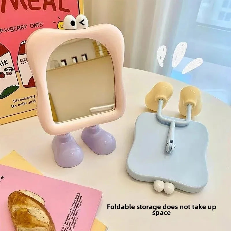 Cute Big Feet Desktop Mirror β Adorable Standing Makeup Mirror for Dorm or Vanity