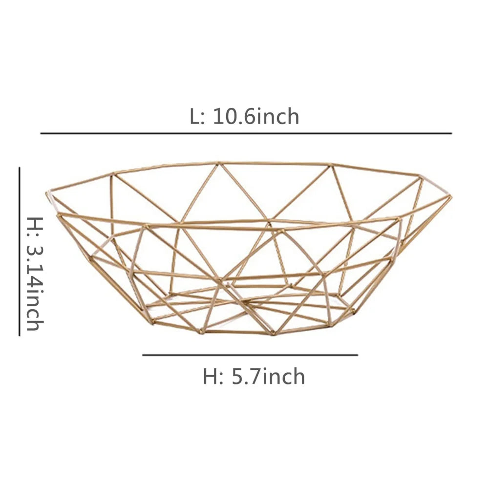 Sleek Wire Fruit Bowl – Gold & Black Iron Basket for Kitchen, Dining & Coffee Table