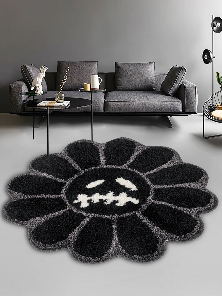 Smiling Flower Tufted Rug – Retro Accent for Cozy Spaces
