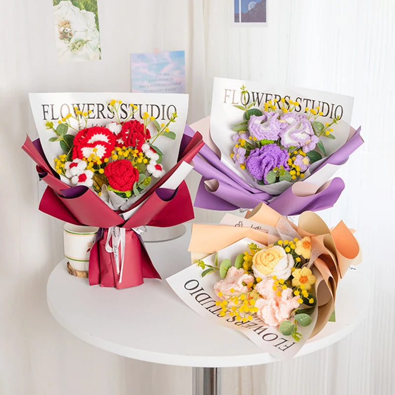 Crochet LED Flower Bouquet – Handmade Graduation & Wedding Gift