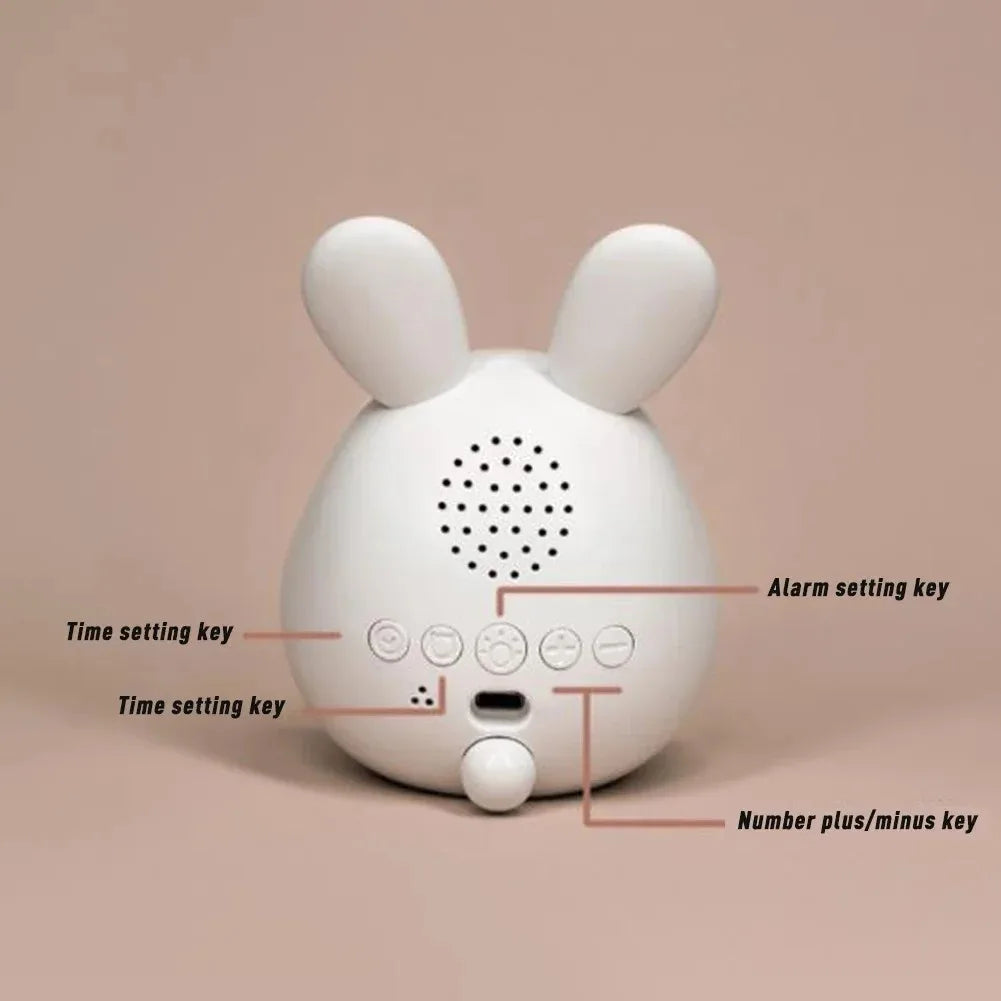 Mini Rabbit LED Alarm Clock – Cute USB Rechargeable Night Light Clock for Kids, Students & Dorm Room