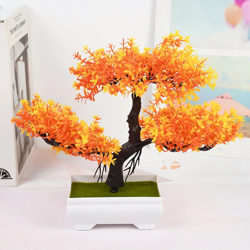 Artificial Pink Blossom Bonsai Tree – Decorative Faux Plant in White Ceramic Pot
