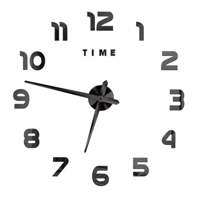 Modern 3D DIY Large Wall Clock – Quartz Acrylic Mirror Sticker Clock for Living Room & Office Décor