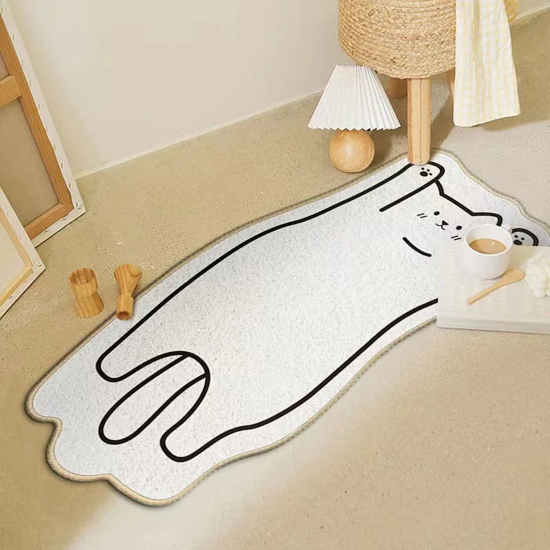 Cozy Bear-Shaped Cartoon Carpet – Soft Cashmere Floor Mat for Bedroom, Living Room & Kids’ Spaces (Multiple Sizes)