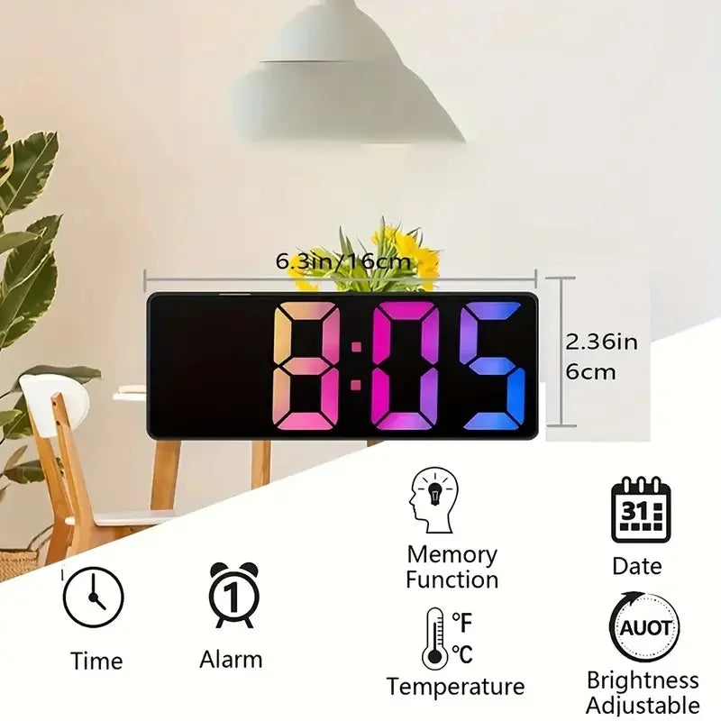 Modern LED Digital Alarm Clock with Temperature Display – Adjustable Brightness & 12/24 Hour Format