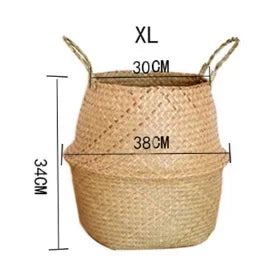 Handwoven Seaweed Wicker Basket – Multi-Use Boho Storage & Planter Basket (Various Sizes)