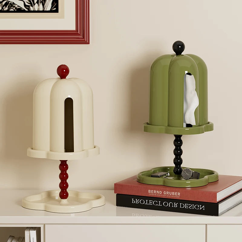 Luxury Retro Tissue Box – French-Inspired Coffee Roll Paper Holder with Tray Organizer