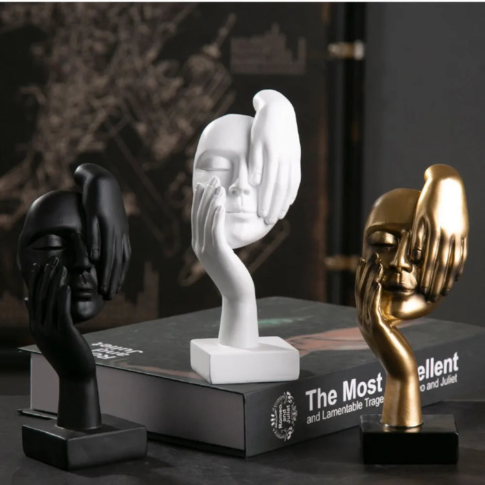 Abstract Resin Face Sculpture – Nordic Style Desktop Art Figurine for Home & Office Decor