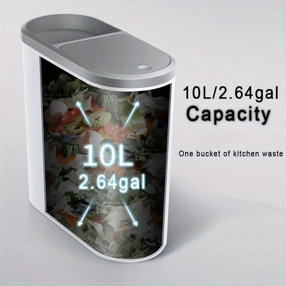 Slim Space-Saving Trash Bin with Lid – 10L Modern Press-Top Garbage Can for Bathroom & Kitchen