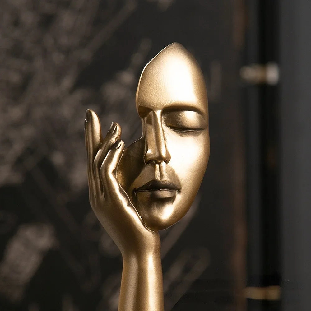 Abstract Resin Face Sculpture – Nordic Style Desktop Art Figurine for Home & Office Decor