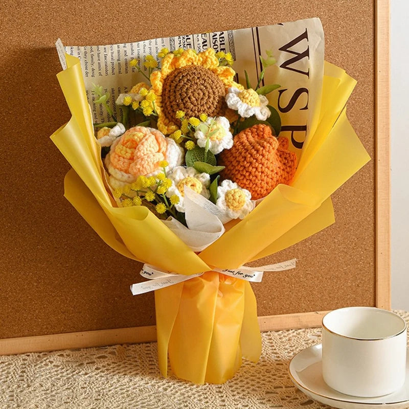 Crochet LED Flower Bouquet – Handmade Graduation & Wedding Gift