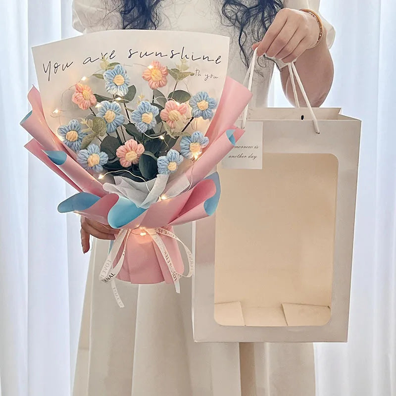 Crochet LED Flower Bouquet – Handmade Graduation & Wedding Gift