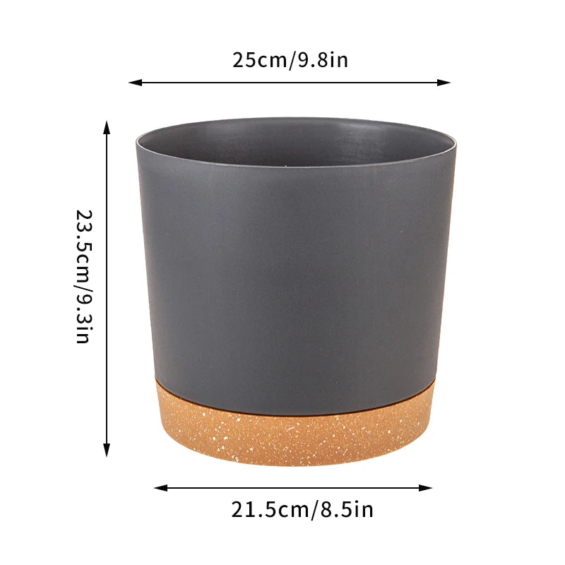 Modern Circular Indoor Plant Pot with Tray – Succulent & Bonsai Planter for Home Decor