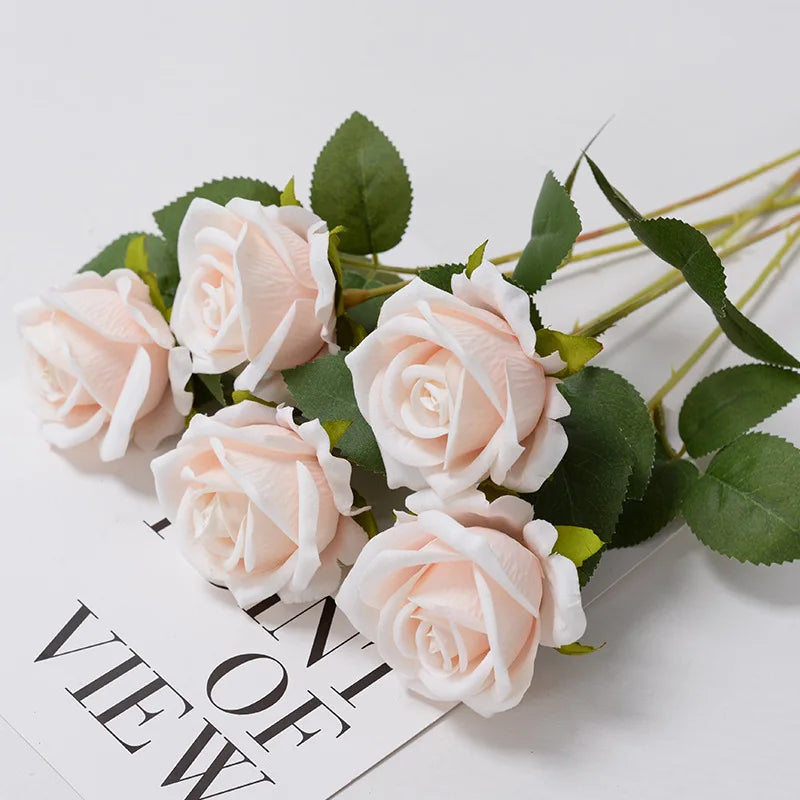 Realistic Artificial Rose Branch (3pcs) – Elegant Faux Flowers for Wedding & Home Decor