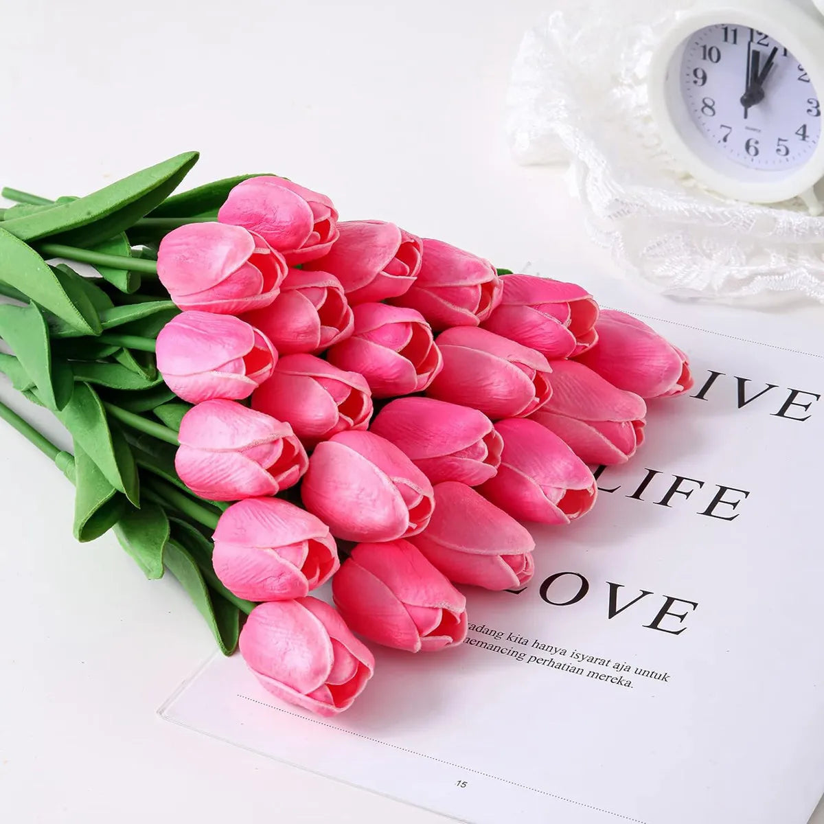Realistic Artificial Tulip Bouquet – 10 Pcs Faux Flowers for Vase & Home Decor