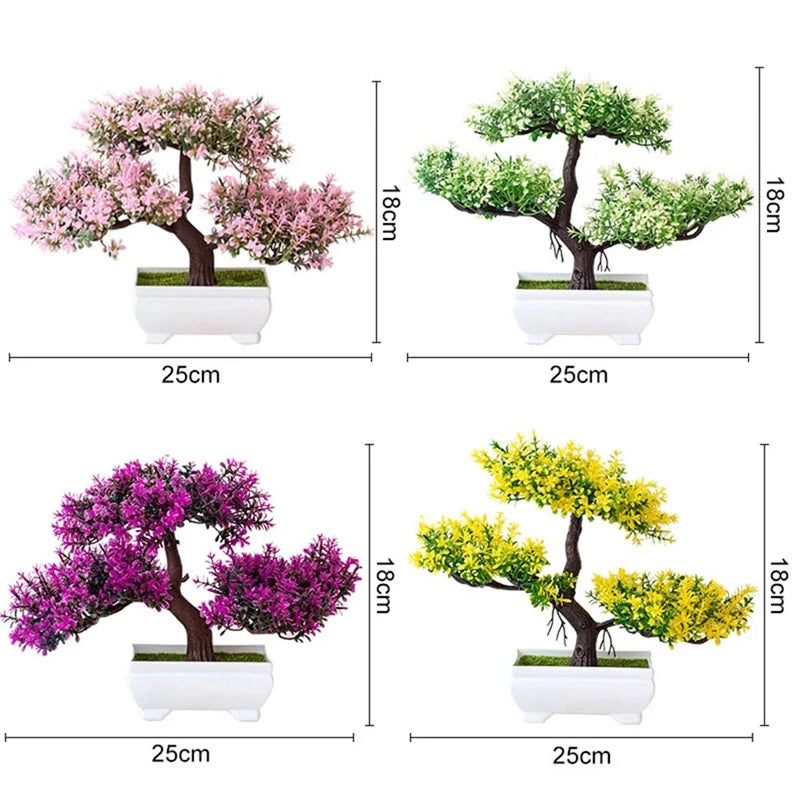 Artificial Pink Blossom Bonsai Tree – Decorative Faux Plant in White Ceramic Pot