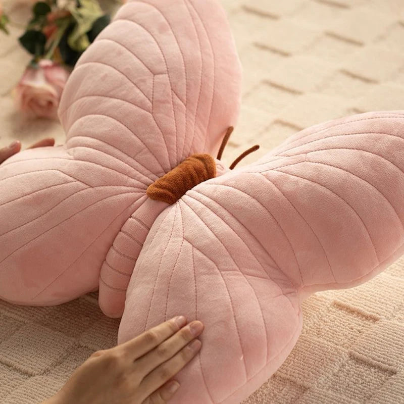 Pink Butterfly Plush Cushion β Soft Decorative Pillow for Bed or Sofa
