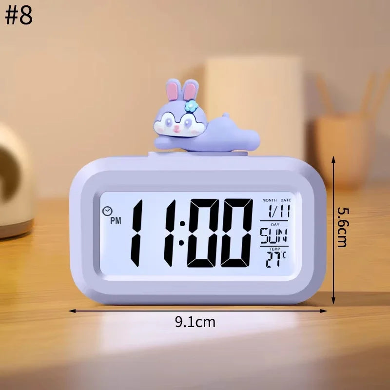 LED Digital Alarm Clock – Cute Cartoon Desk Clock with Night Light
