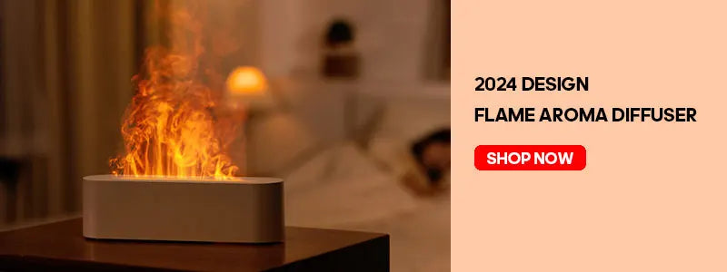 Kinscoter Flame Aroma Diffuser – 180ml Ultrasonic Cool Mist Humidifier with LED Light & Essential Oil Function
