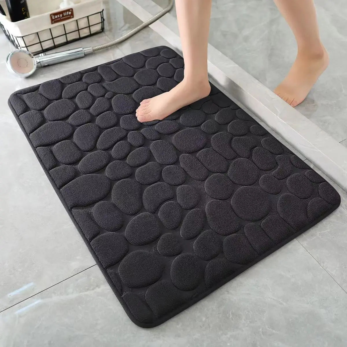 3D Cobblestone Bathroom Mat – Ultra Soft, Anti-Slip, Quick Drying
