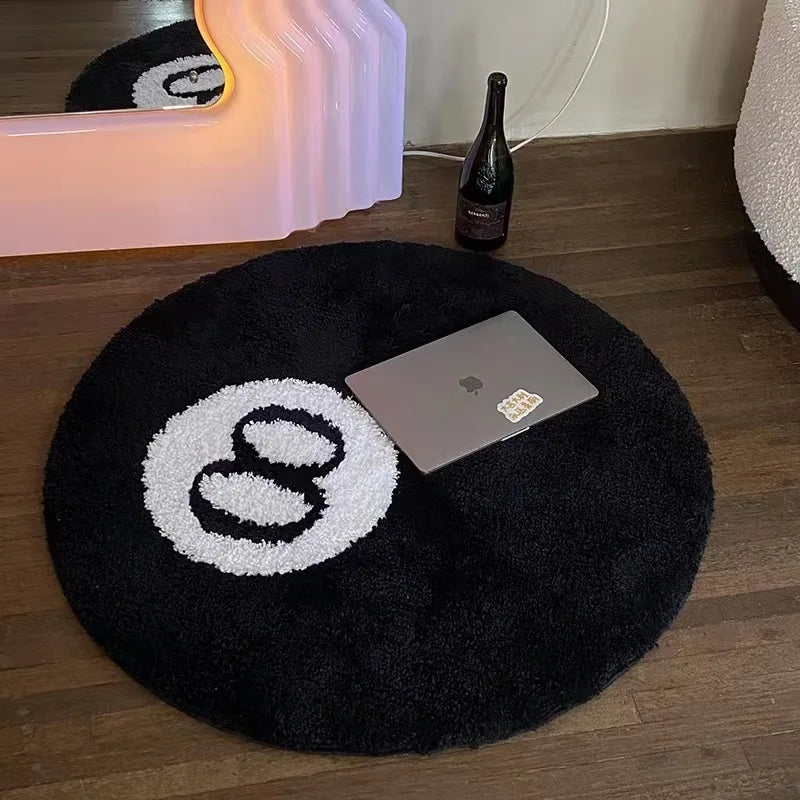 8 Ball Billiards Round Plush Rug β Anti-Slip Soft Carpet for Bedroom or Lounge