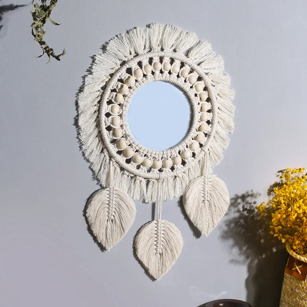 Boho Macrame Wall Mirror β Handmade Hanging Decor for Bedroom & Nursery