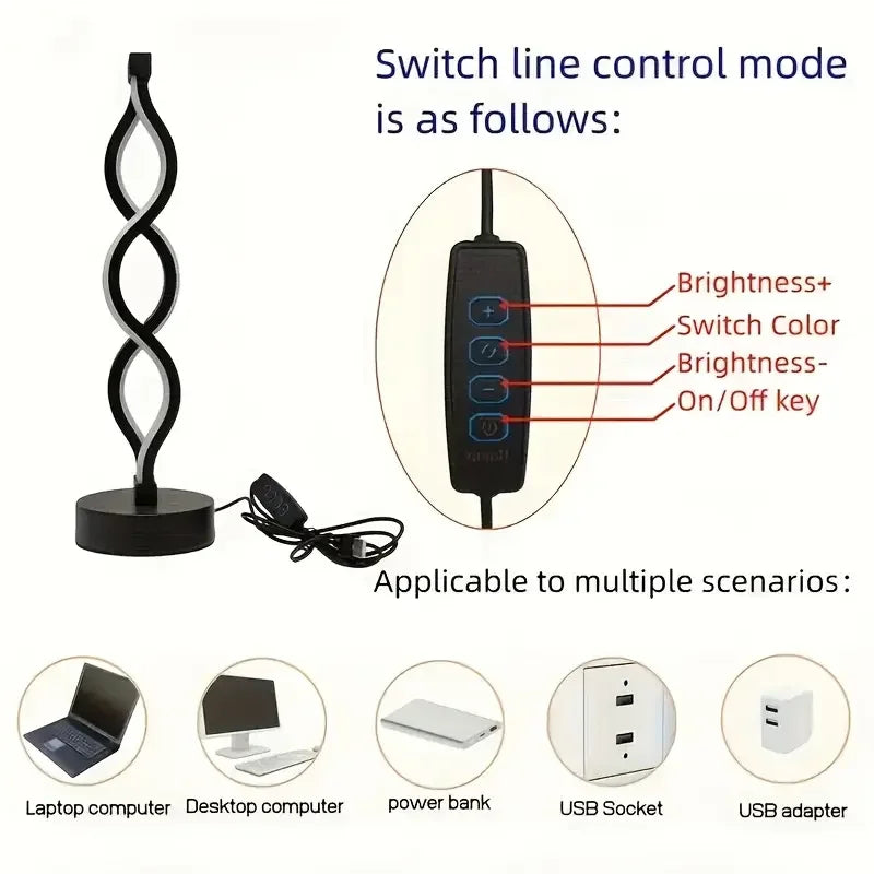 Waveform LED Table Lamp β Modern USB-Powered Light for Cozy Corners