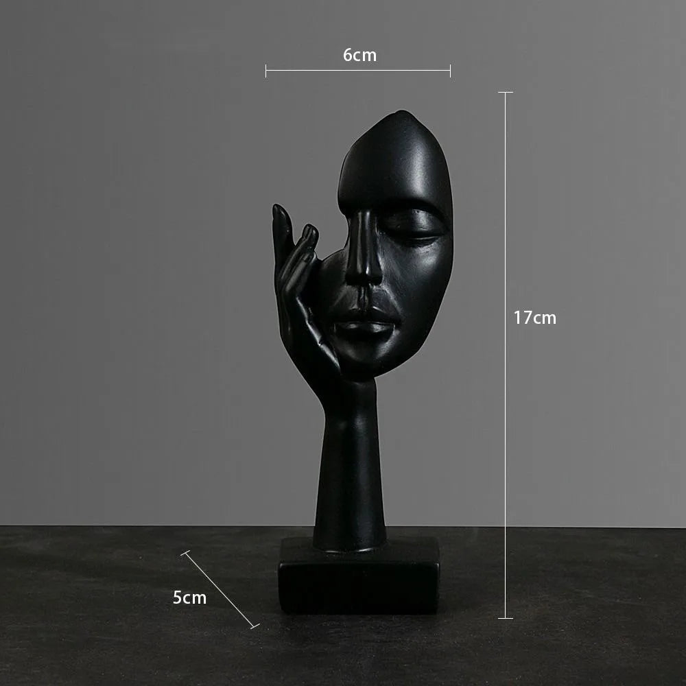 Abstract Resin Face Sculpture – Nordic Style Desktop Art Figurine for Home & Office Decor