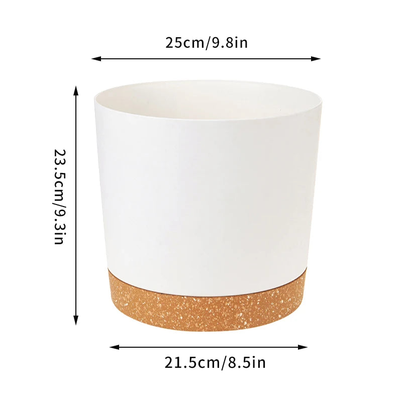 Modern Circular Indoor Plant Pot with Tray – Succulent & Bonsai Planter for Home Decor