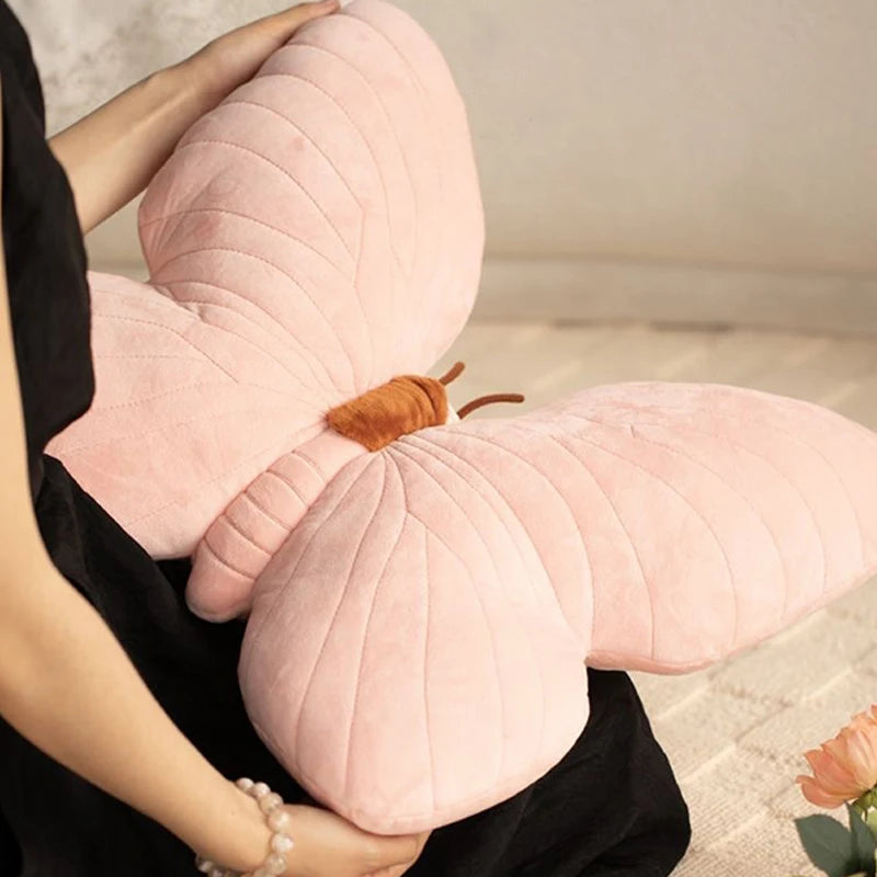 Pink Butterfly Plush Cushion β Soft Decorative Pillow for Bed or Sofa