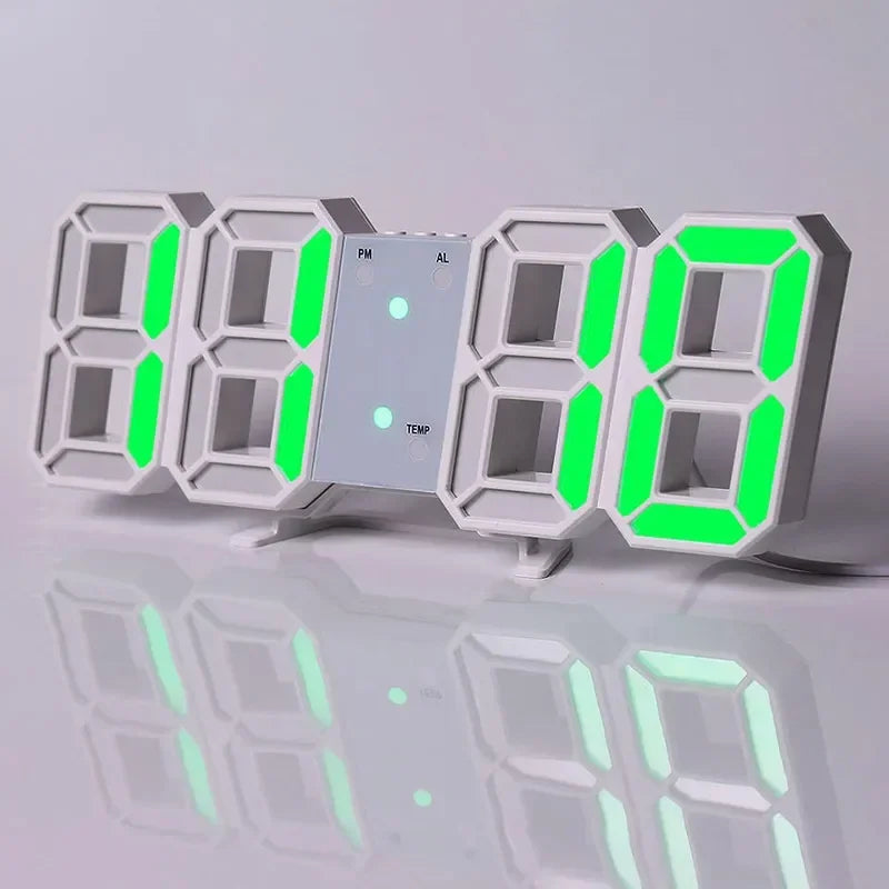 3D LED Digital Alarm Clock with Time, Date & Temperature – Modern Wall & Desk Display