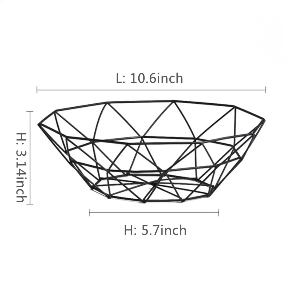 Sleek Wire Fruit Bowl – Gold & Black Iron Basket for Kitchen, Dining & Coffee Table
