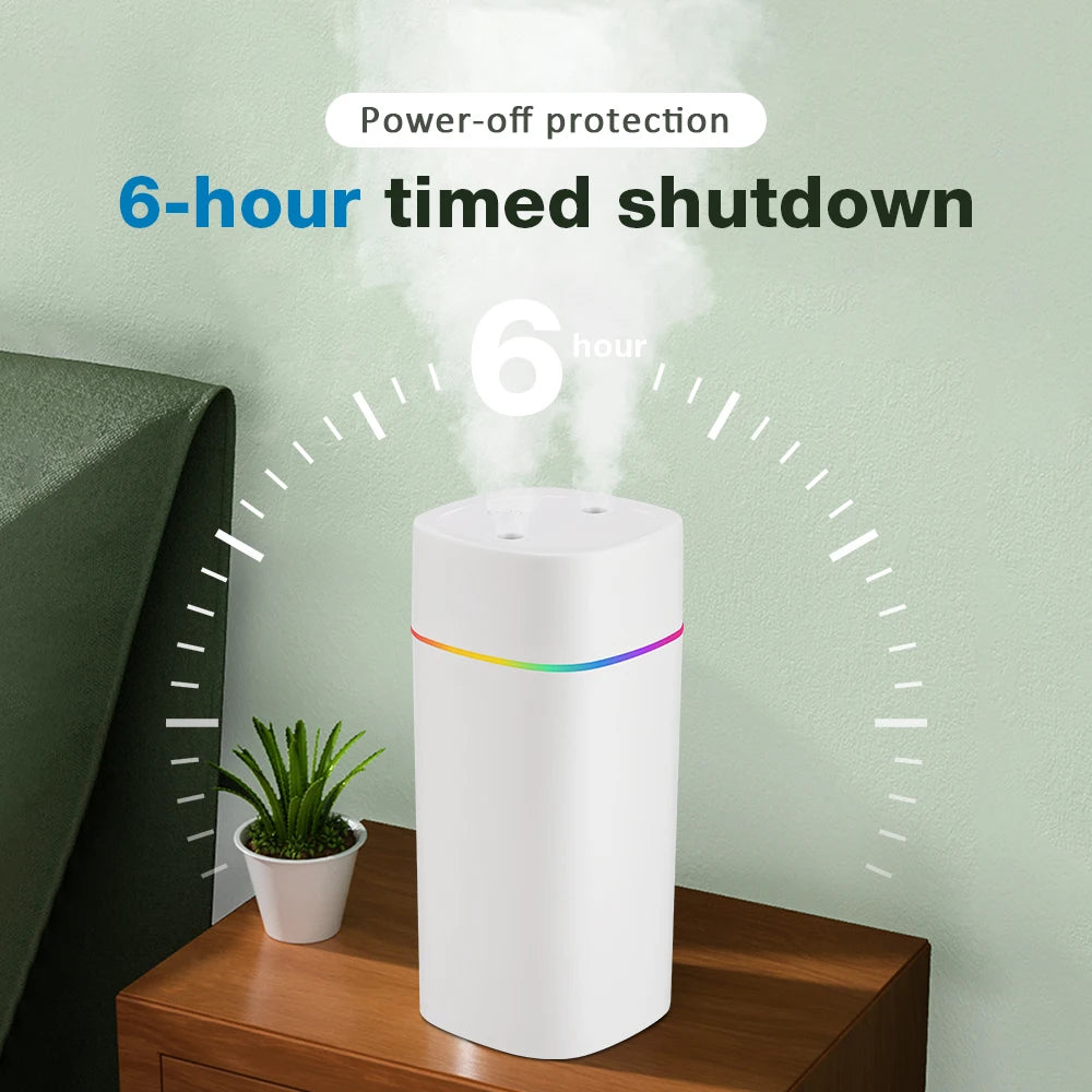 USB Cool Mist Humidifier – 600ml Portable Aromatherapy Diffuser with Night Light for Home & Car