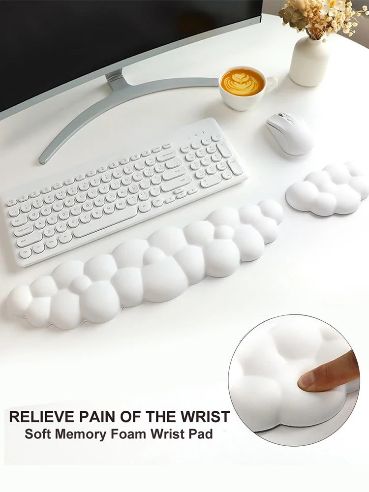 Cloud-Shaped Memory Foam Wrist Rest – Ergonomic Anti-Slip Keyboard & Mouse Pad Support