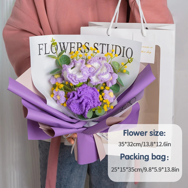 Crochet LED Flower Bouquet – Handmade Graduation & Wedding Gift