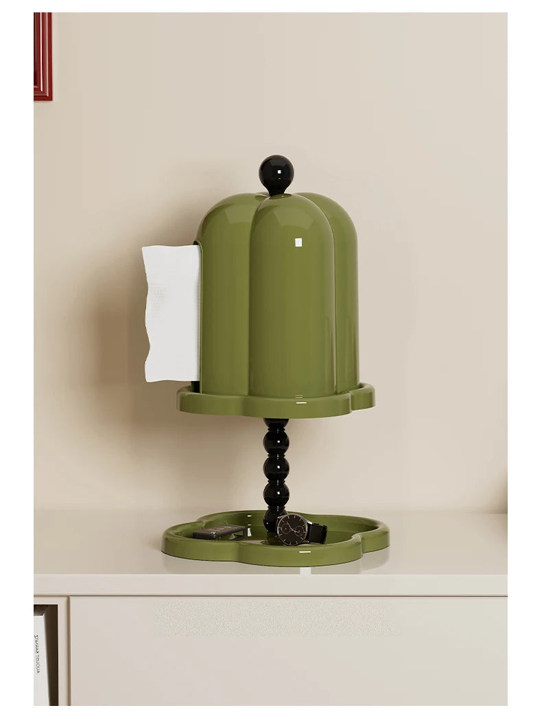 Luxury Retro Tissue Box – French-Inspired Coffee Roll Paper Holder with Tray Organizer