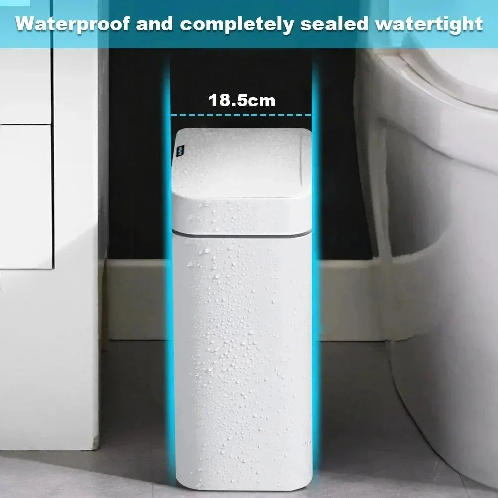 Smart Sensor Bathroom Trash Can – 15L Touchless with Automatic Bagging