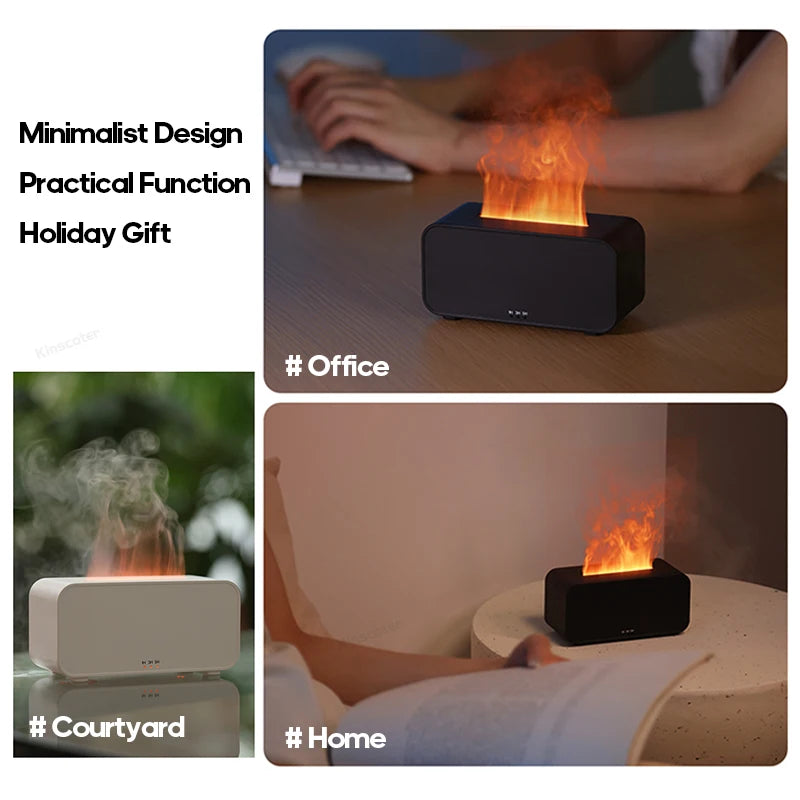 Flame Aroma Diffuser with LED Light & Timer – 120ml Portable Humidifier