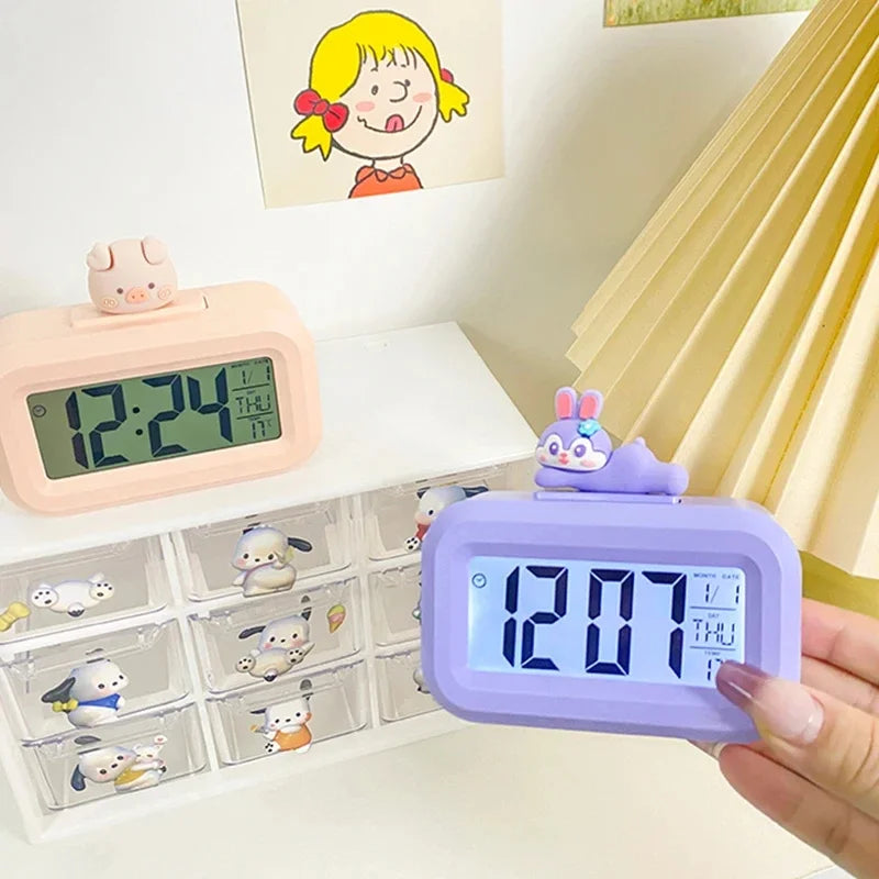 LED Digital Alarm Clock – Cute Cartoon Desk Clock with Night Light