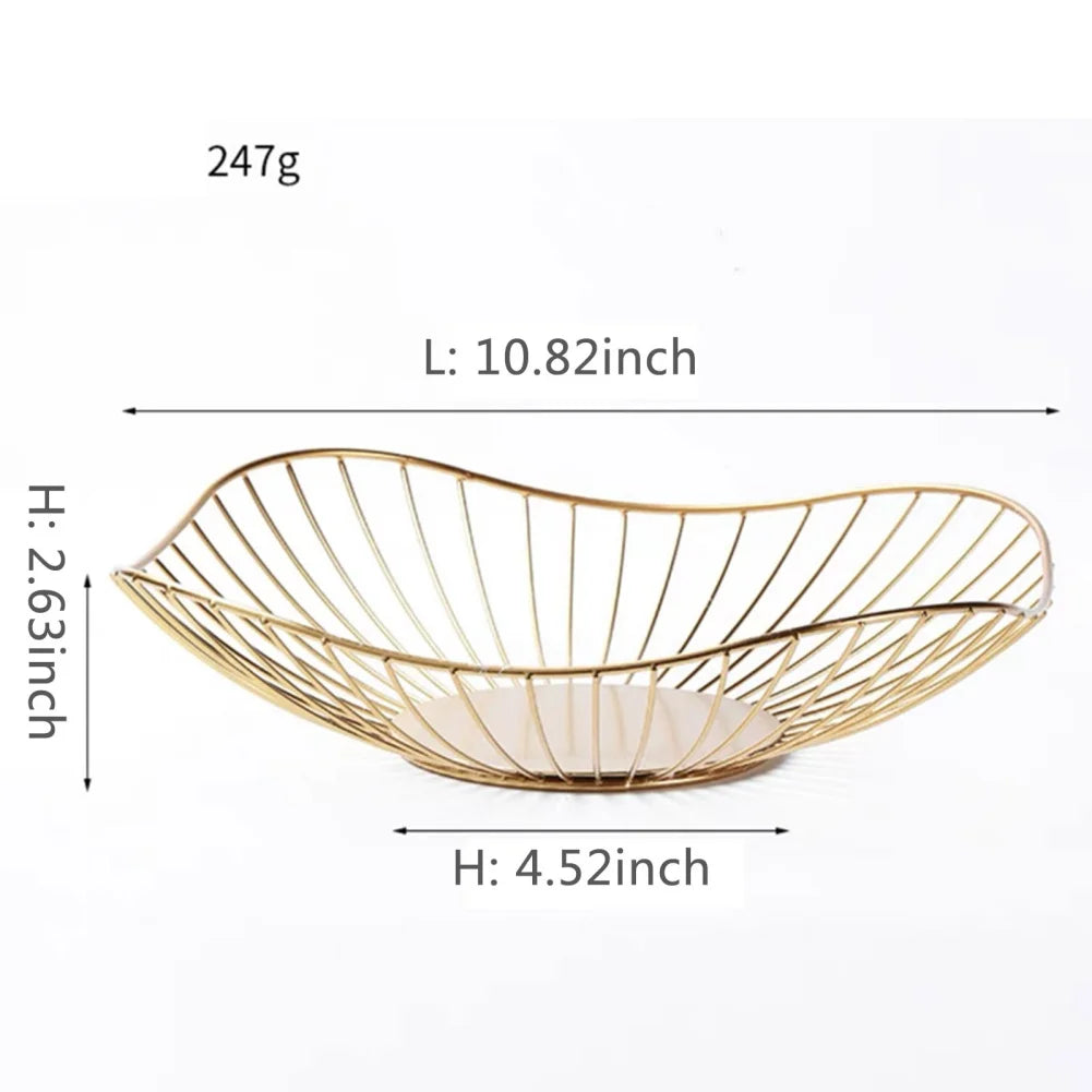 Sleek Wire Fruit Bowl – Gold & Black Iron Basket for Kitchen, Dining & Coffee Table
