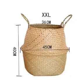 Handwoven Seaweed Wicker Basket – Multi-Use Boho Storage & Planter Basket (Various Sizes)