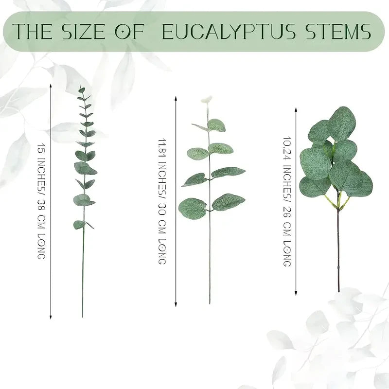 20PCS Artificial Eucalyptus Stems – Silver Dollar Leaf Picks for Bouquets & DIY Floral Decor