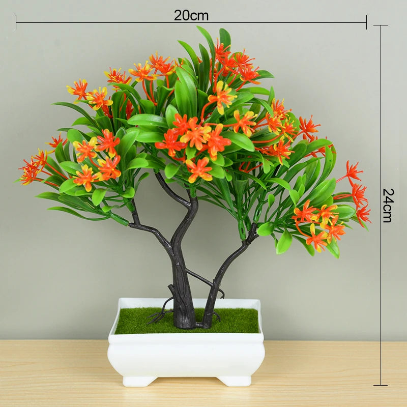 Artificial Pink Blossom Bonsai Tree – Decorative Faux Plant in White Ceramic Pot