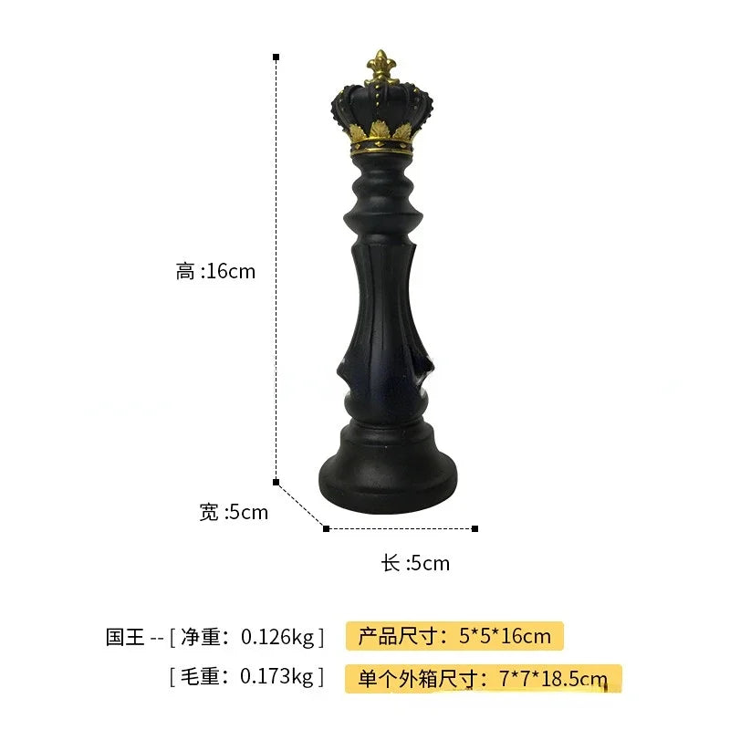 Luxury Resin Chess Figurine Set – King, Queen & Knight Decorative Sculptures for Home & Office