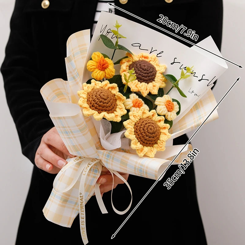 Crochet LED Flower Bouquet – Handmade Graduation & Wedding Gift