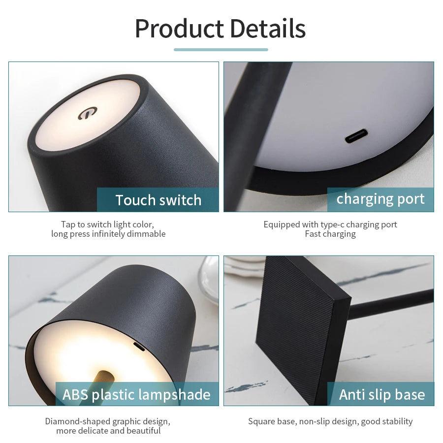 Rechargeable LED Table Lamp β Touch Control with 3 Dimming Levels