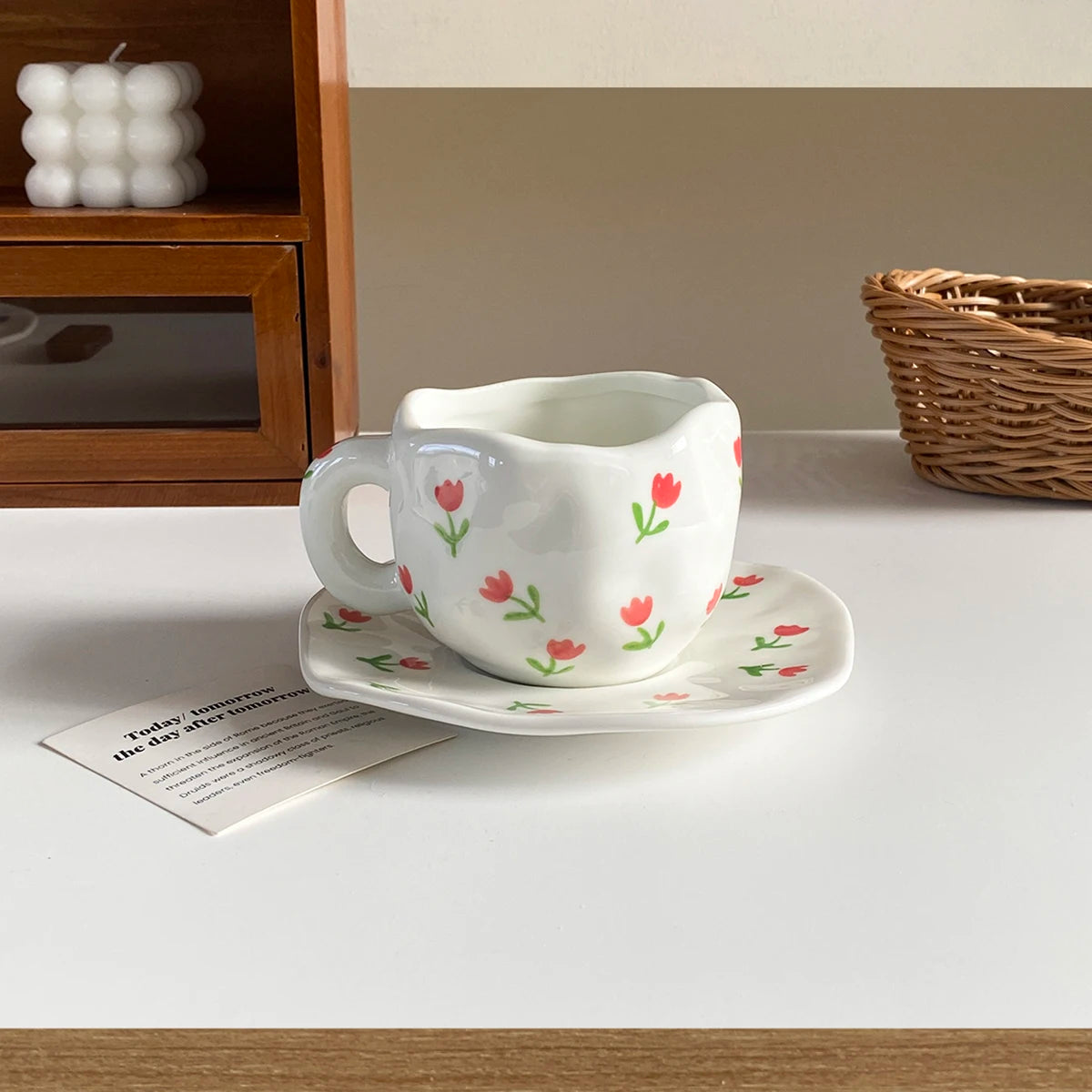 Cloud & Heart Mug Set – Ceramic Cup with Matching Saucer