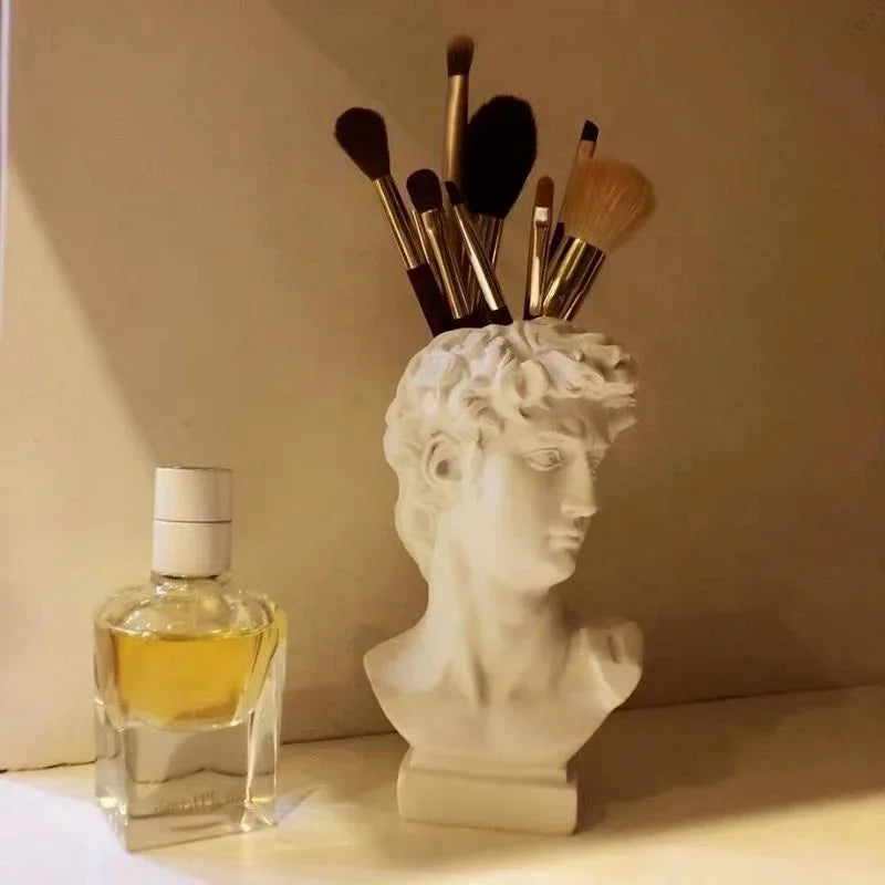 David Sculpture Brush Holder β Artistic Vase for Vanity, Desk or Shelf Decor
