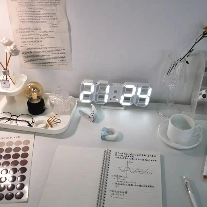 3D LED Digital Alarm Clock with Time, Date & Temperature – Modern Wall & Desk Display