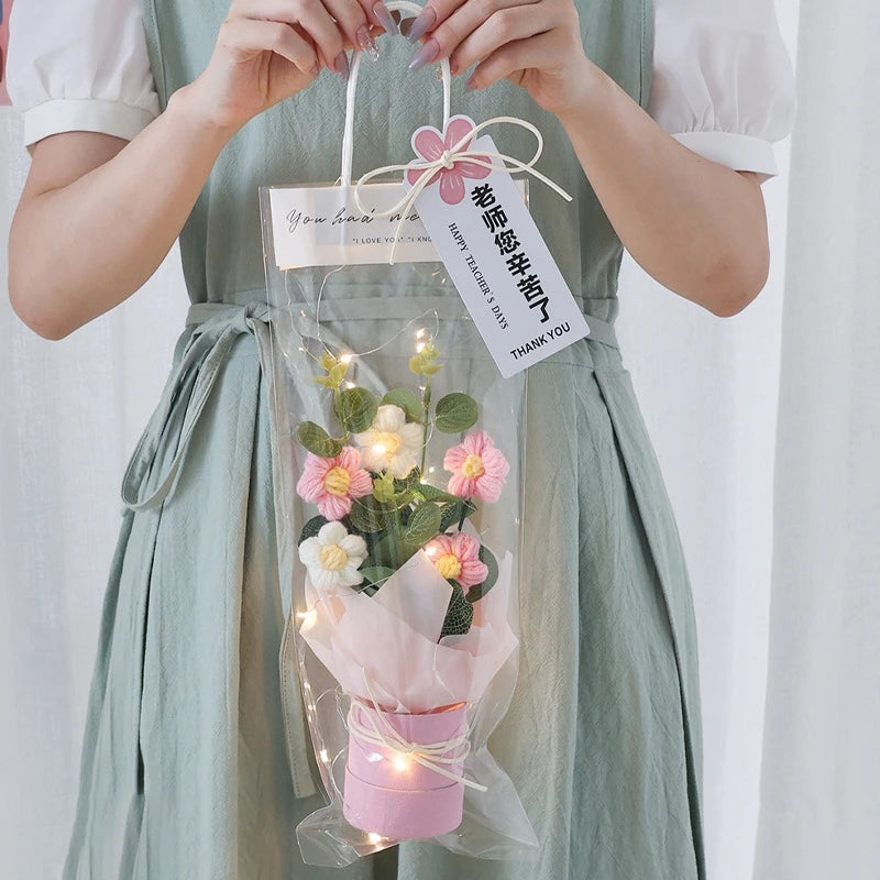 Crochet LED Flower Bouquet – Handmade Graduation & Wedding Gift